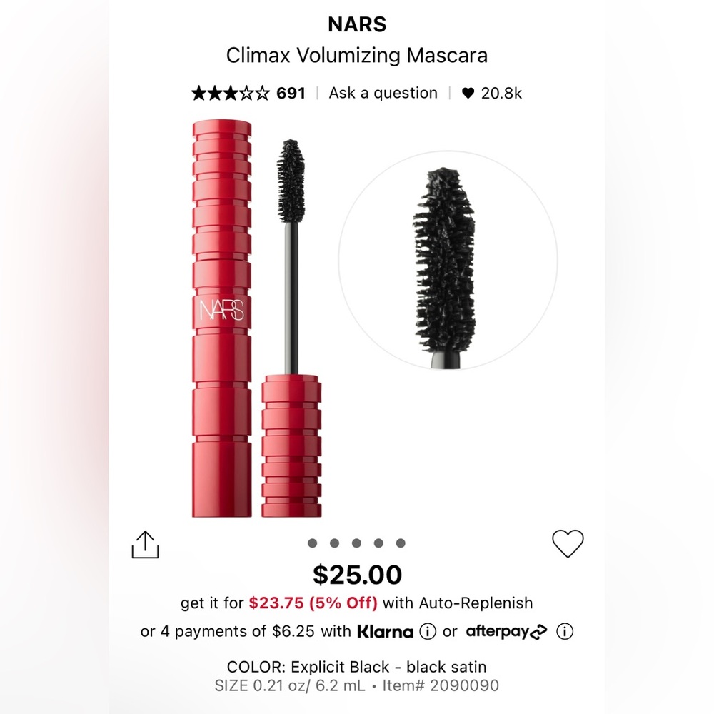 NARS New In Box Climax Mascara (Full size)